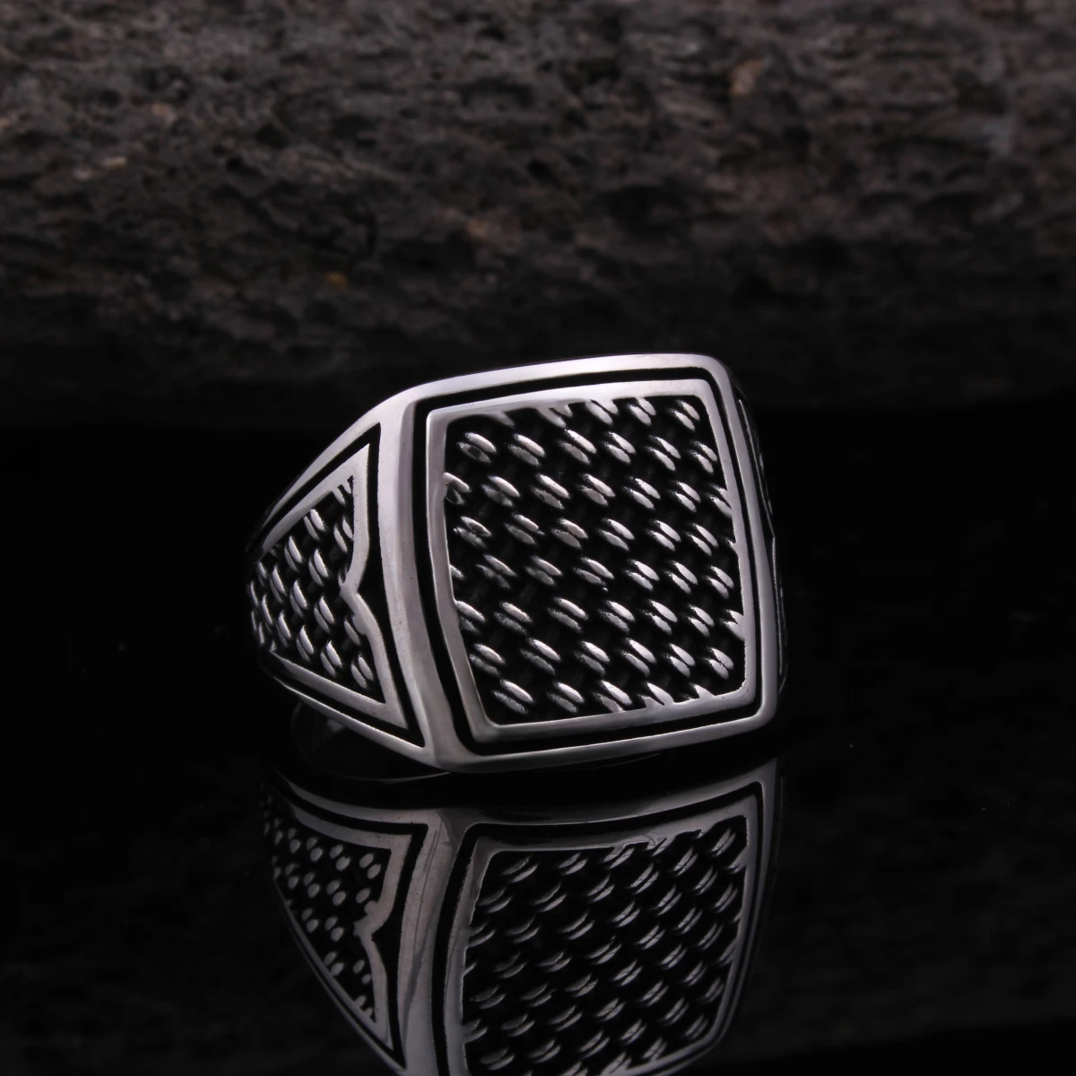 Örgü Tasarım Gümüş Erkek Yüzüğü