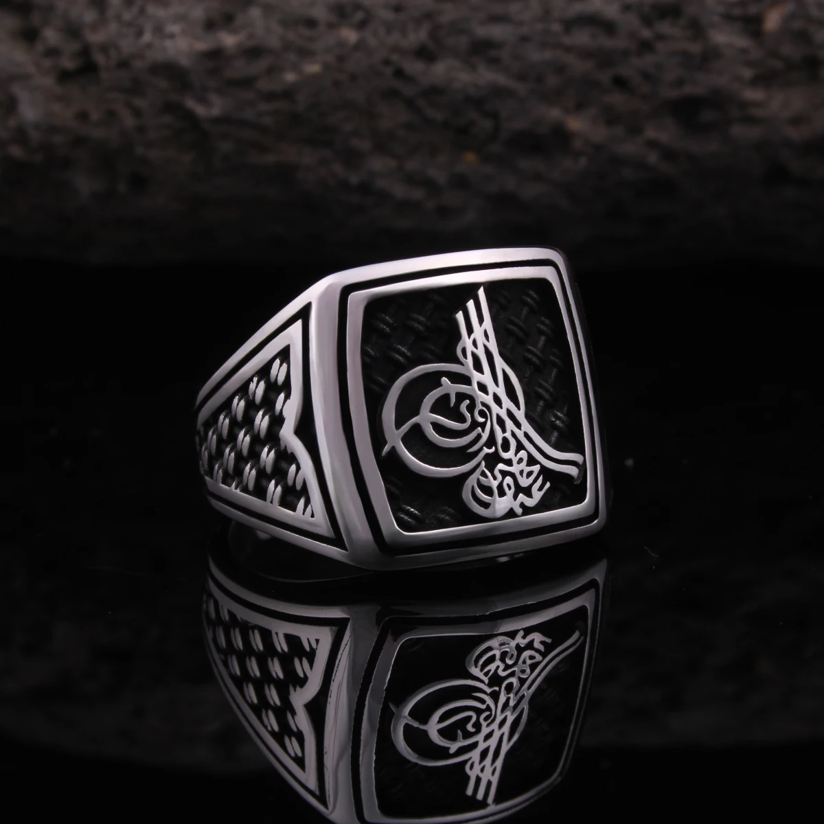 Osmanlı Tuğra Tasarım Gümüş Erkek Yüzüğü