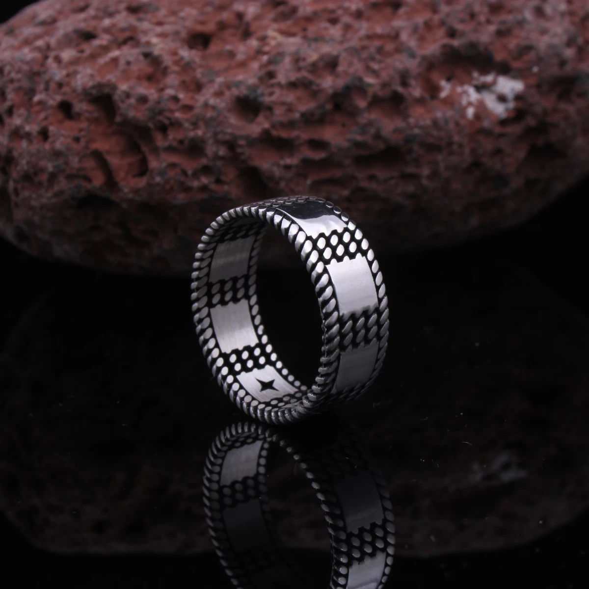 Örgü Tasarım Alyans Gümüş Erkek Yüzüğü