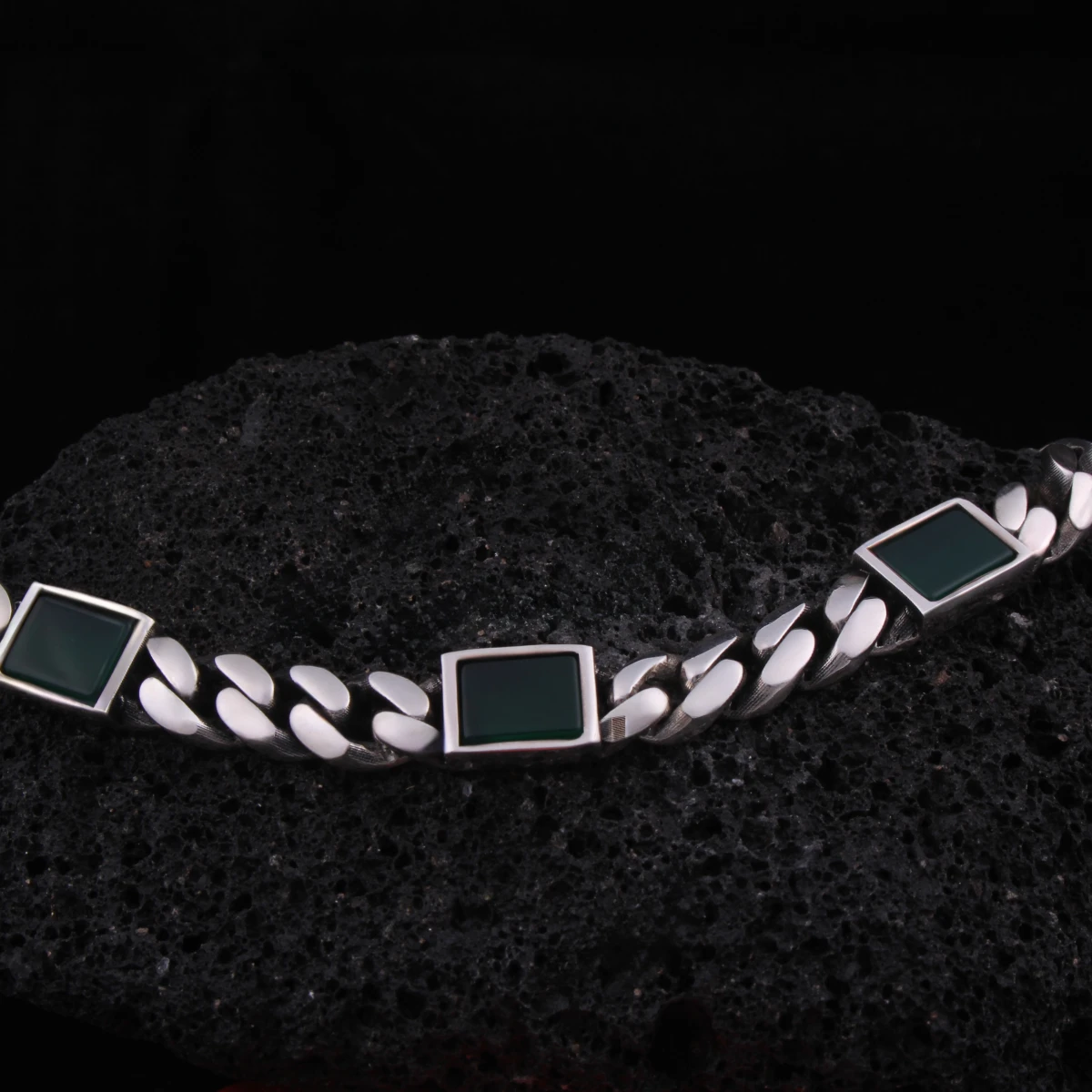 Yeşil Oniks Taşlı Gurmet Erkek Bileklik