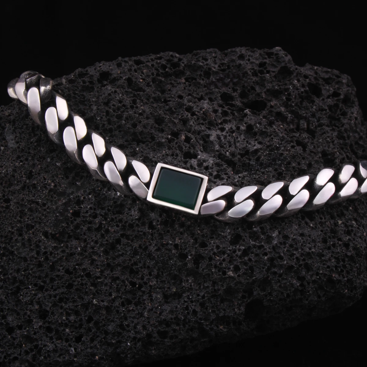 Tek Taş Yeşil Oniks Gurmet Erkek Bileklik