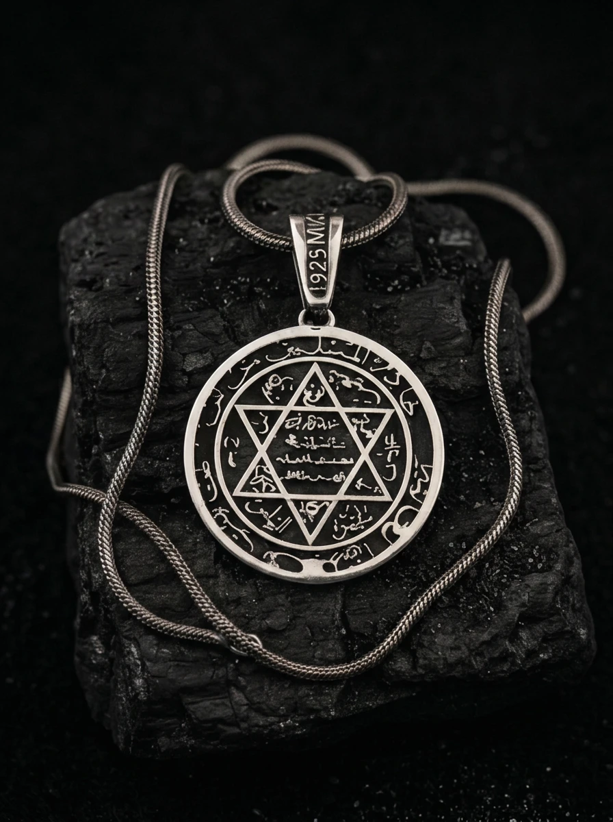 Mühr-ü Süleyman Hat Yazılı Büyük Boy Kolye Ucu