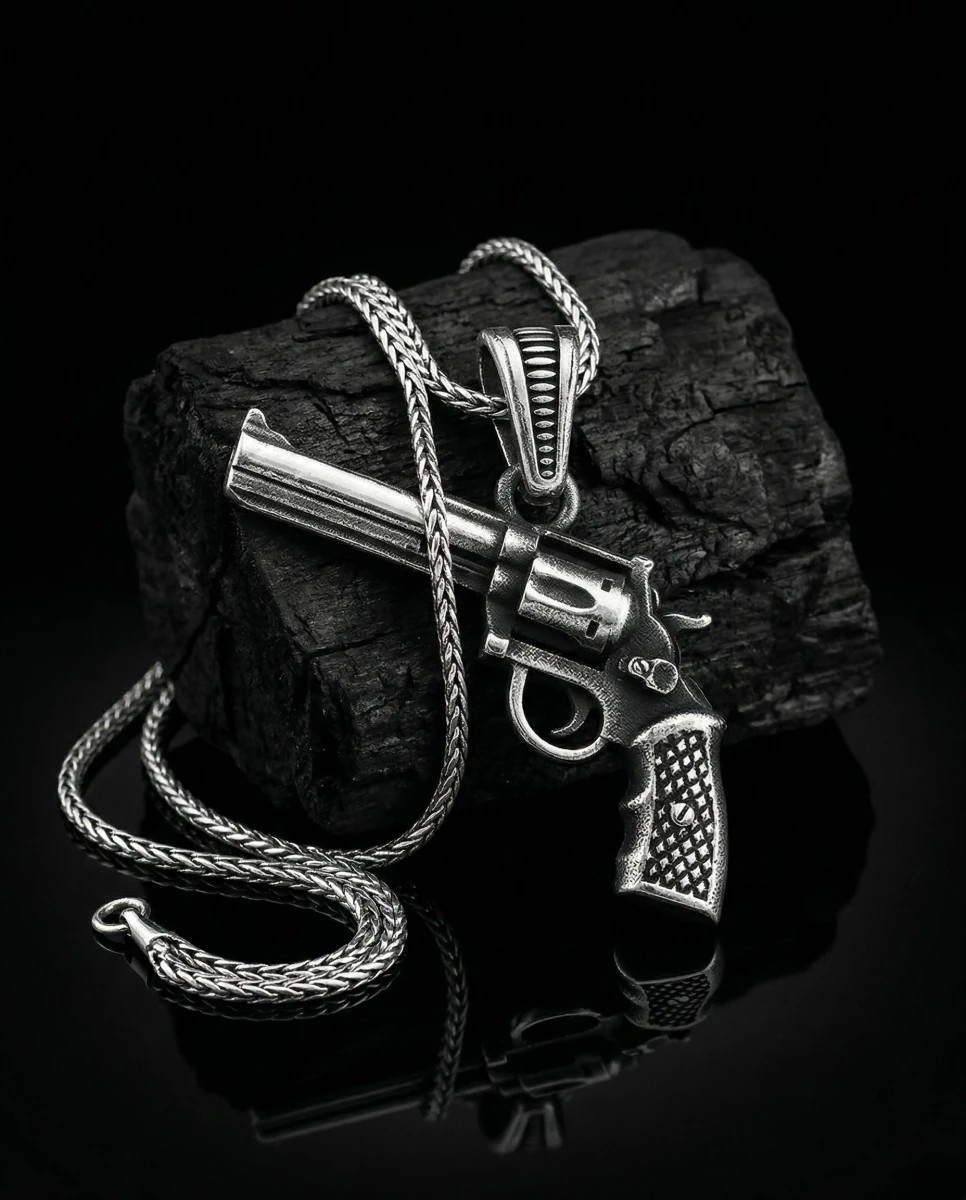 Revolver Silah Kolye Ucu