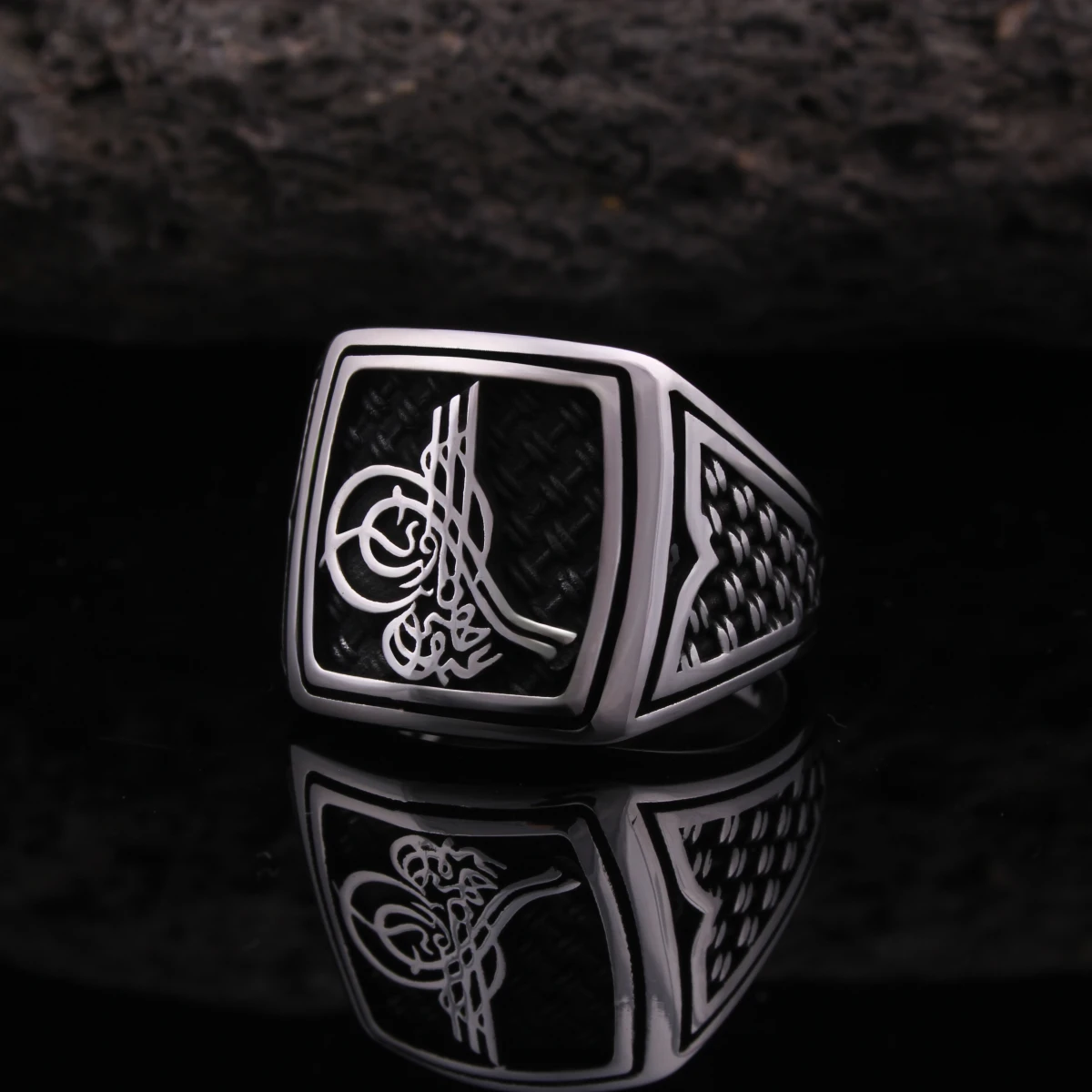 Osmanlı Tuğra Tasarım Gümüş Erkek Yüzüğü