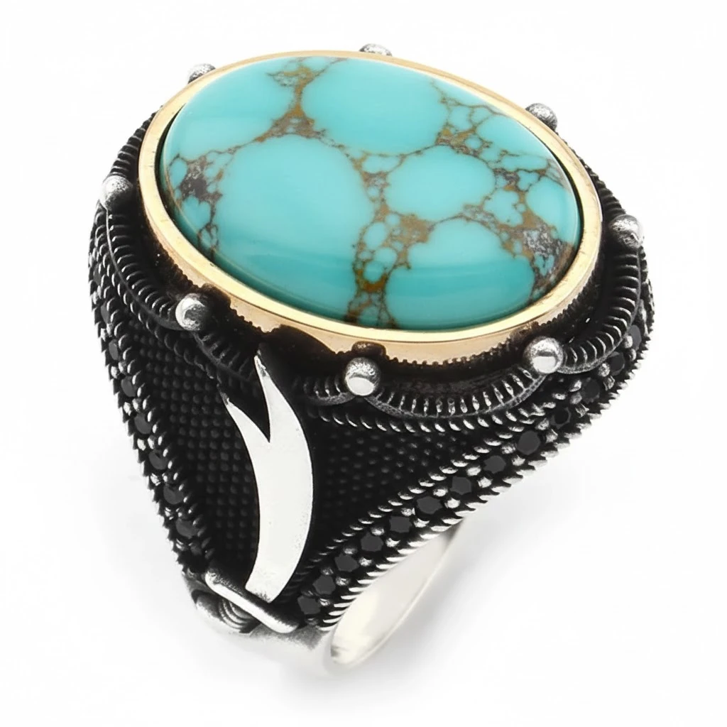 Oval Kapüşon Kızıl Akik Taşlı Zülfikar Sembollü Mühür Erkek Yüzük