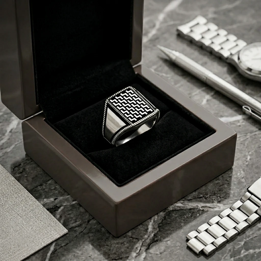 Özel Tasarım Gümüş Erkek Yüzüğü
