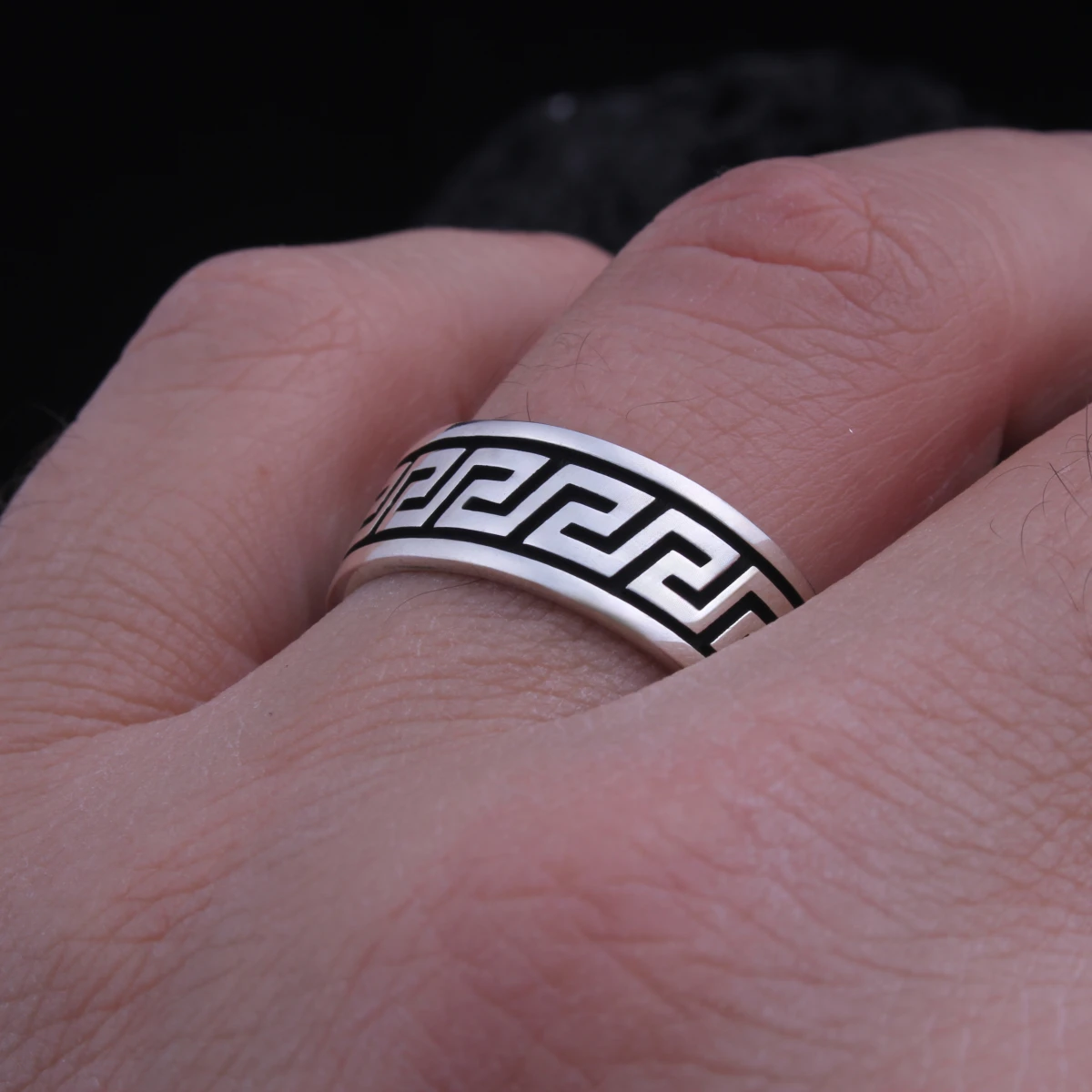 Greek Tasarım Alyans Gümüş Erkek Yüzüğü