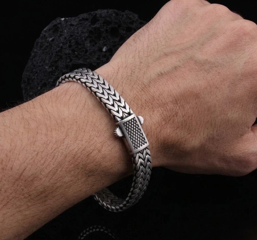 Karışık Örgü Model Erkek Bileklik