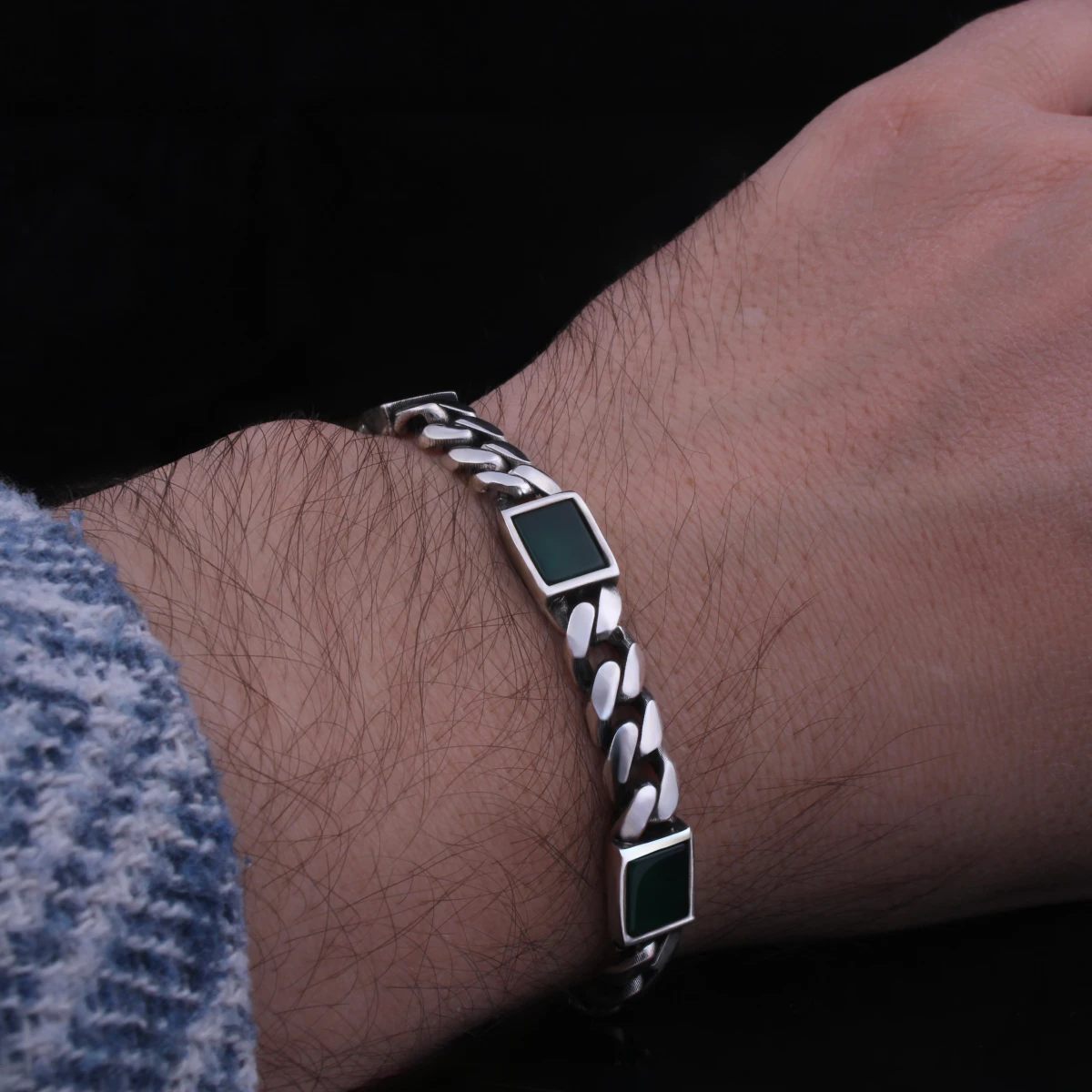 Yeşil Oniks Taşlı Gurmet Erkek Bileklik