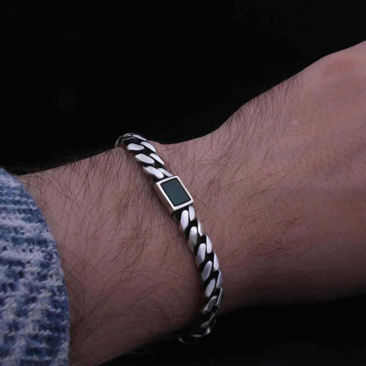 Tek Taş Yeşil Oniks Gurmet Erkek Bileklik