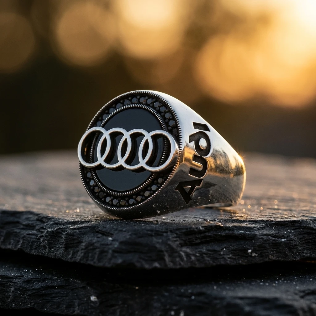 Audi İkonik Logolu Erkek Yüzüğü
