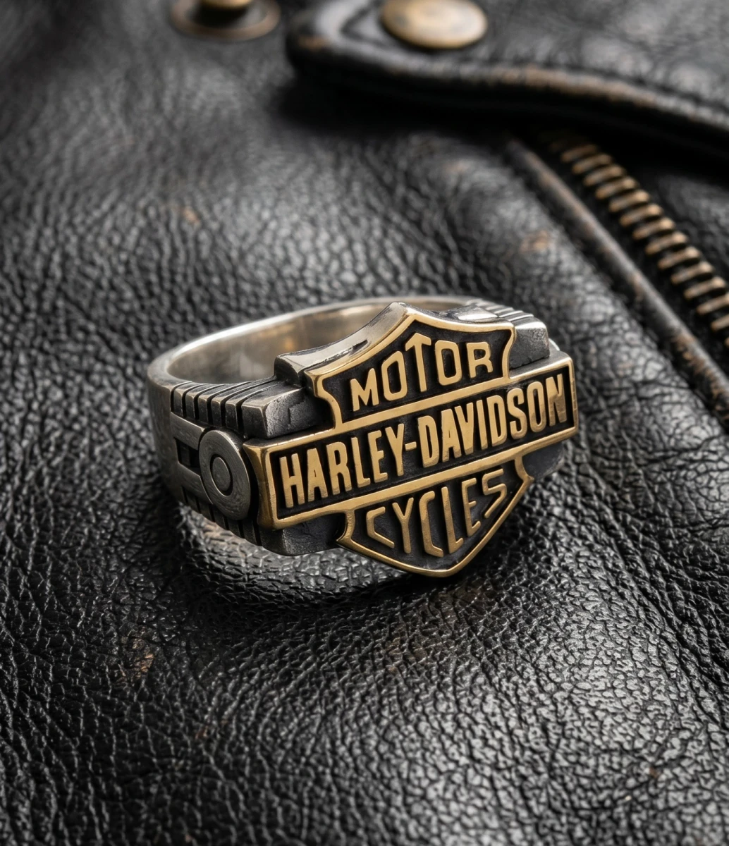 Harley Davidson Tasarımlı Gümüş Erkek Yüzük