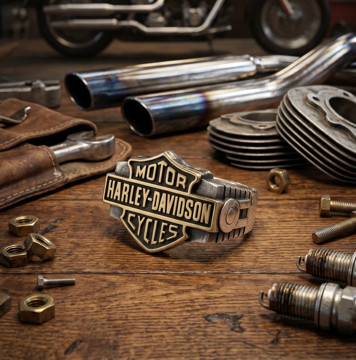 Harley Davidson Tasarımlı Gümüş Erkek Yüzük